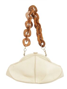 Cult Gaia Anna Cream Leather Shoulder Bag